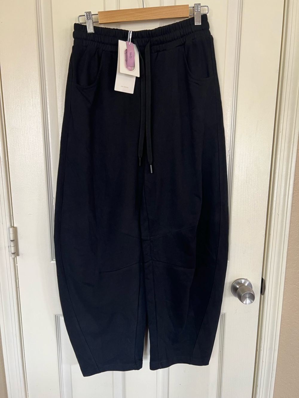 IWD Black Jogger Pants Small NWT Tapered Balloon Leg Drawstring Lounge